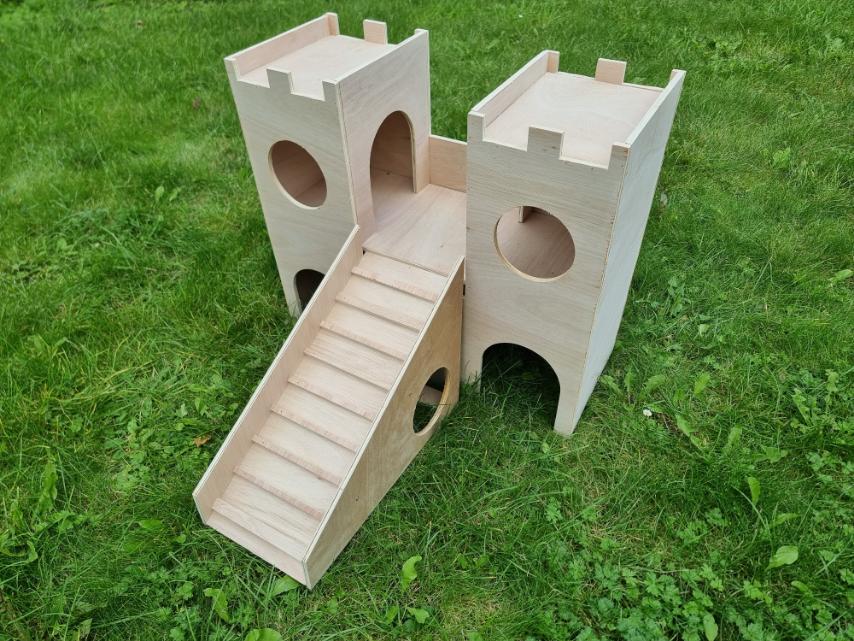 Hamster Mega Fort Castle Wooden House Shelter Hideout Hideaway