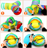 Rabbit Bunny Tunnels Toy Collapsible 3 Way Tubes with Storage Bag