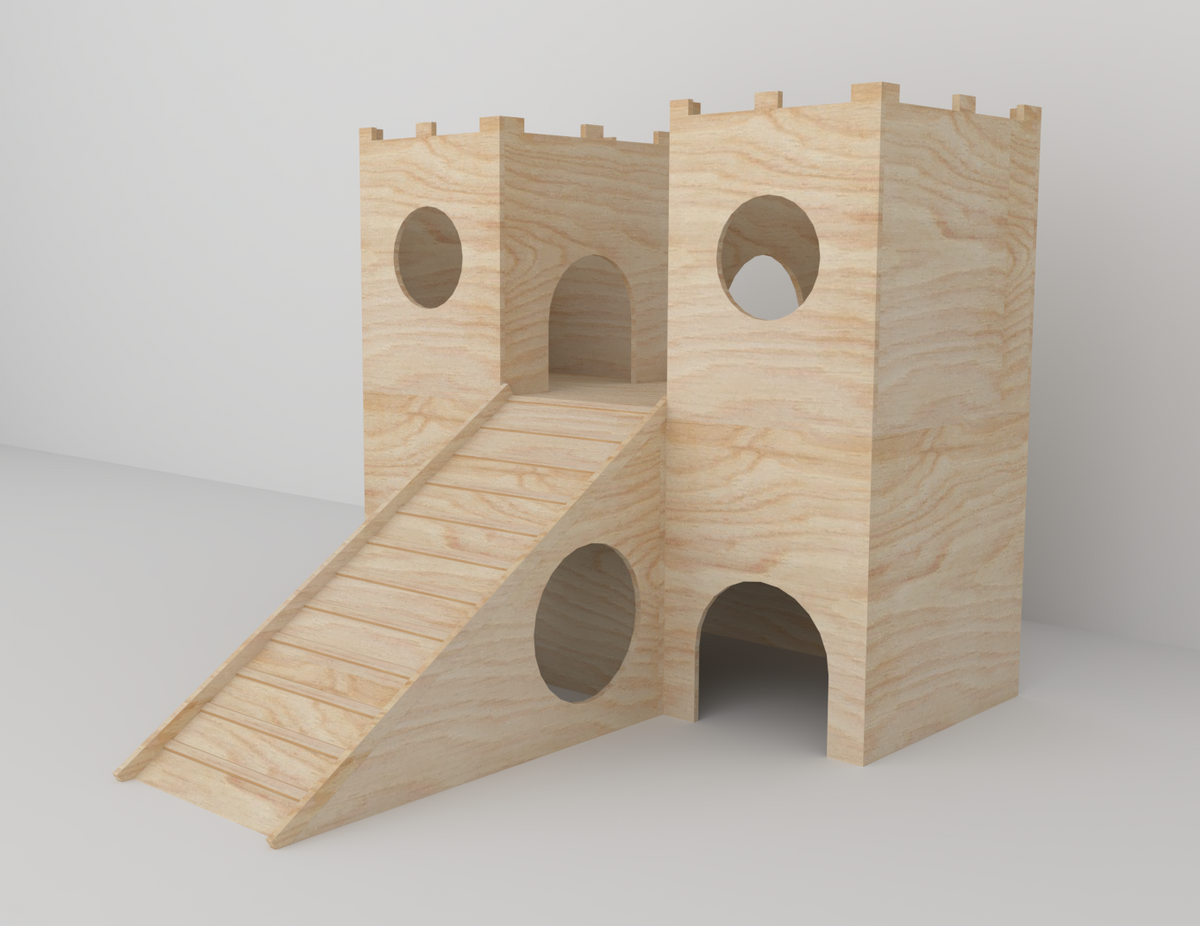 2-Tier Wooden Castle Rabbit Hutch House – PETSGANG