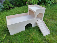 XL KANINCHEN 3-stöckiges Hüpfhaus Burg Unterschlupf Versteck Versteck Stall Kleintier Übung Spielhaus Spielzeug