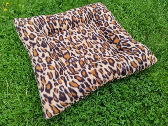 Cheetah Fleece Burrow snuggle bed pillow for rabbits, guinea pigs, cats, hedgehogs and other small animals