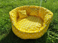 Yellow/White Polka Open Front Snuggle Cups for Guinea Pig Bed Cuddle Cup with Two Cushion Pillows for Improved Sleep Machine Washable Cozy