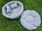 Gray White Stars Cuddle Bowls for Rabbits with Two Cushion Pillows and Pee Pad Cozy Comfy Snuggle Bed for Improved Sleep Machine Washable