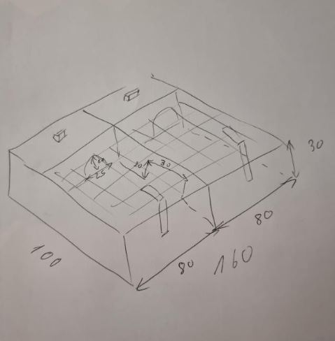 Two tables 100Lx80Wx30H cm each 1tier with mesh lid