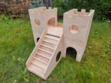 2-Tier Wooden Castle Guinea Pig Hutch House