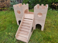 2-Tier Wooden Castle Guinea Pig Hutch House