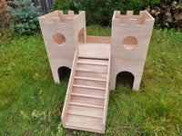 2-Tier Wooden Castle Guinea Pig Hutch House