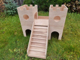 2-Tier Wooden Castle Guinea Pig Hutch House
