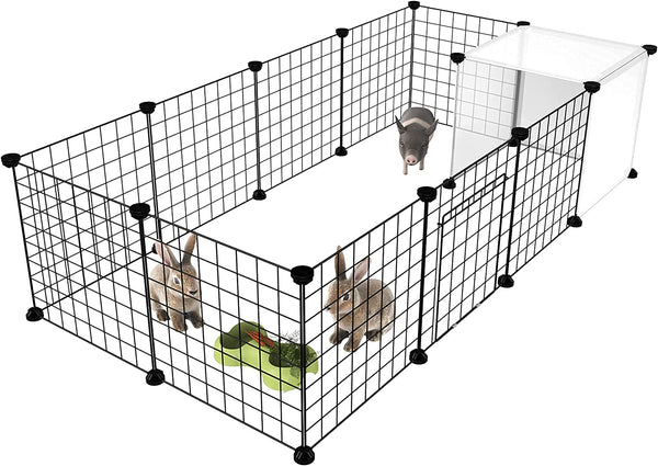 14 Panels DIY Metal Pet Fence Small Animals Playpen