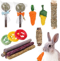 15 Stück Kauspielzeug für Kaninchen, natürliche Heustangen