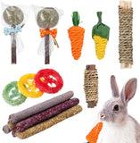 15 Stück Kauspielzeug für Kaninchen, natürliche Heustangen