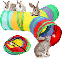 Rabbit Bunny Tunnels Toy Collapsible 3 Way Tubes with Storage Bag