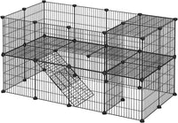 2-Floor Metal Pet Playpen 36 Grid Panels Customizable Small Animal Cage Enclosure