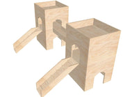 2 Tower Turrets Guinea Pig Hutch House