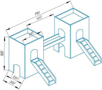 2 Tower Turrets Guinea Pig Hutch House