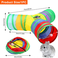 Rabbit Bunny Tunnels Toy Collapsible 3 Way Tubes with Storage Bag
