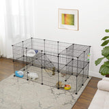 2-Floor Metal Pet Playpen 36 Grid Panels Customizable Small Animal Cage Enclosure