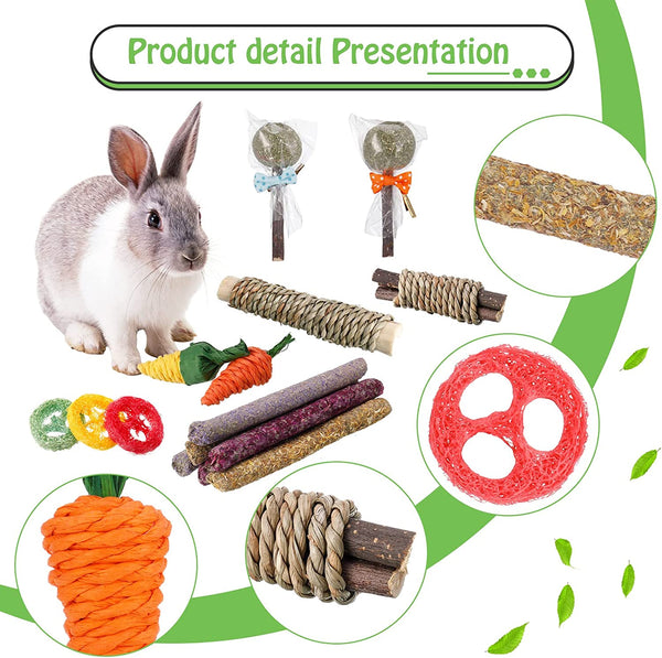 15Pcs Rabbit Chew Toys Natural Hay Sticks PETSGANG HOUSES