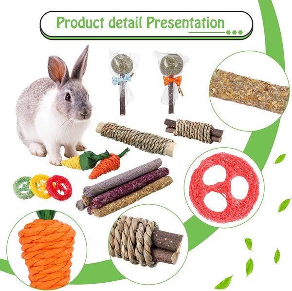 15pcs Rabbit Chew Toys Natural Hay