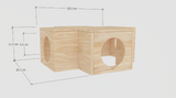 Wooden 4 Holes Tunnel Hamster Cage House