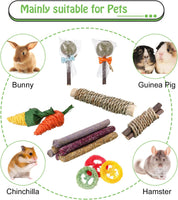 15 Stück Kauspielzeug für Kaninchen, natürliche Heustangen