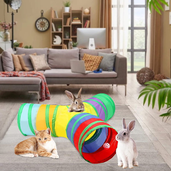 Mesh Tunnel Rabbit Rabbit Bunny Tunnels Toy Collapsible 3 Way Tubes with Storage Bag ...