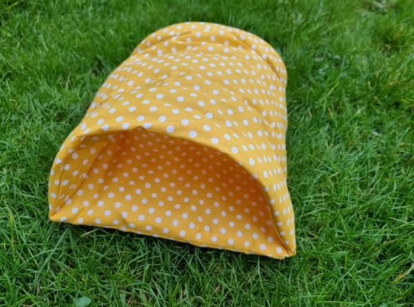 Yellow/White Dots Tunnel Cuddle Snuggle Rabbit Hutch Indoor Bed