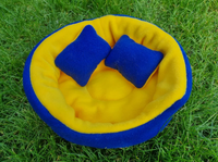 Blue/Yellow Fleece Snuggle Cuddle Cup With Pillow Guinea Pig Hutch Indoor Bed