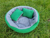 Green/Grey Fleece Snuggle Cuddle Cup With Pillow Guinea Pig Hutch Indoor Bed