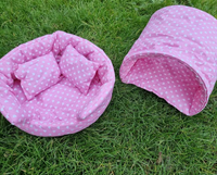 Pink/White Hearts Snuggle Cuddle Cup Bowl With Pad, Pillow & Tunnel Guinea Pig Hutch Indoor Bed