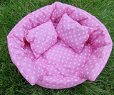 Pink/White Hearts Snuggle Cuddle Cup Bowl With Pad, Pillow & Tunnel Guinea Pig Hutch Indoor Bed
