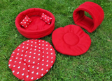Red/White Hearts Snuggle Cuddle Cup Bowl With Pad, Pillow & Tunnel Guinea Pig Hutch Indoor Bed