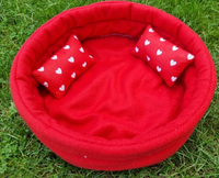 Red/White Hearts Cuddle Snuggle Cup Bowl with Pad, Tunnel & Pillows Rabbit Hutch Indoor Bed