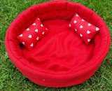 Red/White Hearts Cuddle Snuggle Cup Bowl with Pad, Tunnel & Pillows Rabbit Hutch Indoor Bed