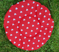 Red/White Hearts Snuggle Cuddle Cup Bowl With Pad, Pillow & Tunnel Guinea Pig Hutch Indoor Bed