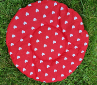 Red/White Hearts Cuddle Snuggle Cup Bowl with Pad, Tunnel & Pillows Rabbit Hutch Indoor Bed