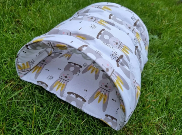 Grey Bunnies Tunnel Cuddle Snuggle Rabbit Hutch Indoor Bed