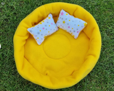 Dark Grey Fleece Round Cup Cuddle Bowl With Pad & Pillow Guinea Pig Hutch Indoor Bed