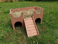 Guinea Pig Castle House Shelter Hide Out two Tiered Hideaway Manor Furniture Exercise Toy with  Improved Ladder with Steps
