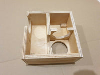 Wooden Maze Burrow Hide play exercise house 37cm x 28cm with lid small animal playhouse rodent hideaway hideout furniture