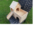 Guinea Pig House Castle Shelter Two Tiered Hideout Hideaway Hutch 18''x10''x17'' Small Animal Exercise Playhouse Toy