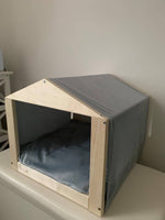 Cat Hut House Bed With Mattress, Removable Cushion, Stylish Cat and Small Dog House, Cat Cave - Soft Velvet Fabric, Custom Sizes Available