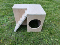 Maison d'angle pour petits rongeurs avec escaliers 27 cm x 21 cm x 21 cm