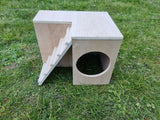 Maison d'angle pour petits rongeurs avec escaliers 27 cm x 21 cm x 21 cm