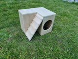 Maison d'angle pour petits rongeurs avec escaliers 27 cm x 21 cm x 21 cm