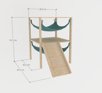 2 Tiered Double With Stand, Ramp & Viewing Terrace Guinea Pig Hutch Hammock