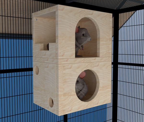 Two Tier Wooden Castle Chinchilla Cage