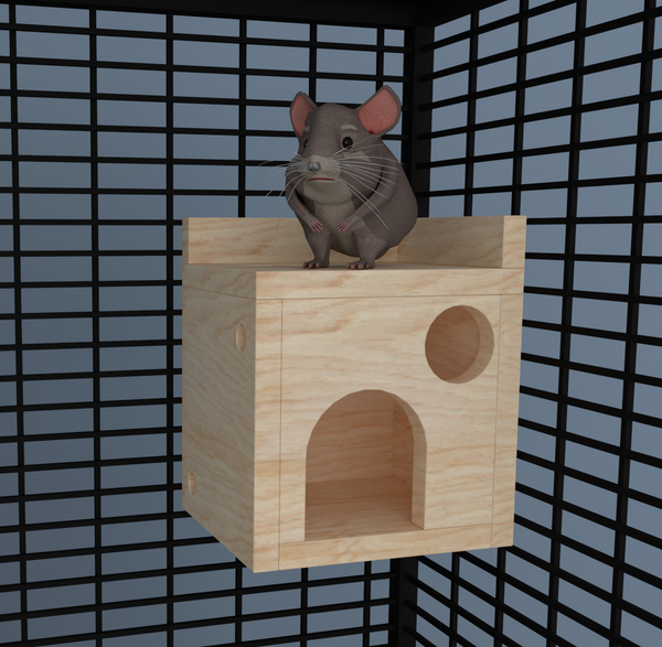 Square Castle With Rooftop Chinchilla Cage